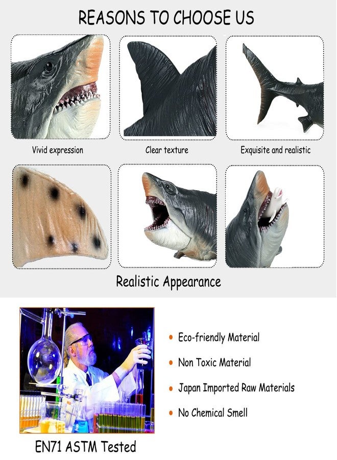 JOKFEICE Megalodon Shark Toy - Realistic Large Sea Creature Figurine, Early Educational Toys, Prehistoric Shark Cake Topper, Perfect for Kids Birthday Party & Educational Play - Image 4